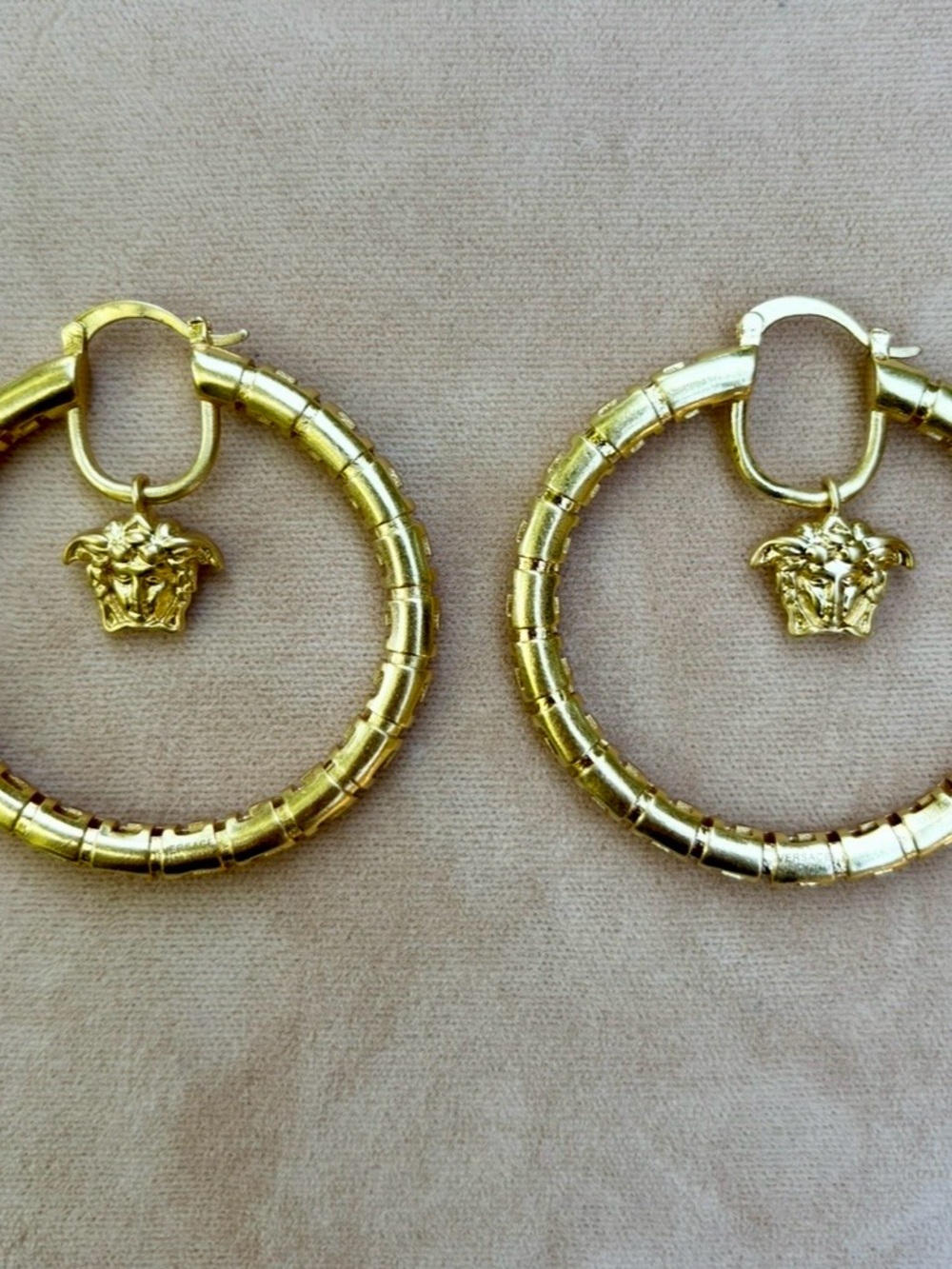 Vintage Versace Gold-Tone Medusa Hoop Earrings - Women Jewelry - Picture 6 of 11
